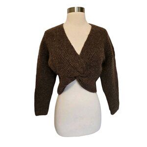 Iro Womens Ferisse Sweater Size XS Brown Crop Front Twist Alpaca Blend